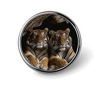 Broche ronde en forme de tigre dans une grotte, pour chapeaux, vestes, vêtements, bijoux, accessoires pour cadeau de fête de mariage