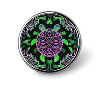 Broche ronde en forme de tortue de mer psychédélique - Cadeau unique - Broche en métal pour chapeau, chemise, vêtements, sacs