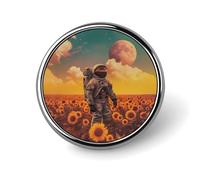 Broche ronde en forme de tournesol, style astronaute rétro, pour femme, homme, employé de bureau, enseignant, décoration