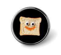 Broche ronde en forme de tranches de pain grillé amusantes, jolis badges décoratifs, bijoux pour hommes et femmes, épingles en métal