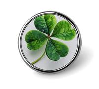 Broche ronde en forme de trèfle à quatre feuilles aquarelle pour homme et femme
