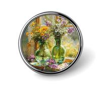 Broche ronde en forme de vase coloré avec fleurs, épingle à cravate, pour femmes, hommes, employés de bureau, enseignants, décoration