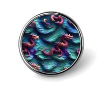 Broche ronde en forme d'écailles de dragon magique 3D - Cadeau unique - Broche en métal pour chapeau, chemise, vêtements, sacs