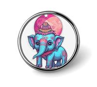 Broche ronde en forme d'éléphant bleu, amusante, de 2,5 cm (1 pouce), à porter comme insigne de revers, épingle à chapeau ou chemise, bouton de cravate, accessoire de fête, décoration pour vêtements,