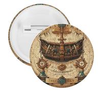 Broche ronde en métal antique avec carte au trésor pour sac à dos, broche tendance pour chemises, vestes, châle, manteau, unisexe, 5PCS, Fer blanc, épingles rondes en métal