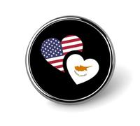 Broche ronde en métal avec drapeau américain de Chypre, jolie décoration pour homme et femme