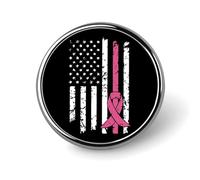 Broche ronde en métal avec drapeau américain pour la lutte contre le cancer du sein, pour cravate, chapeau, chemise, vêtements, sacs, décoration