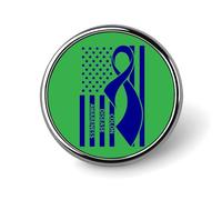 Broche ronde en métal avec drapeau bleu des États-Unis pour la sensibilisation au cancer du côlon, épingle à cravate, badge commémoratif pour chapeau, chemise, vêtements, sacs, décoration