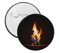 Broche ronde en métal avec flammes rouges brûlées, légère pour sac à dos, épingles à boutons tendance pour chemises, vestes, châle, manteau, unisexe, 5PCS, Fer blanc, épingles rondes en métal