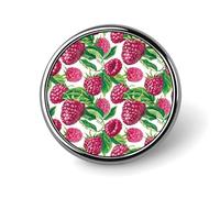 Broche ronde en métal avec framboises fraîches et délicieuses fraises, jolis badges décoratifs pour hommes et femmes