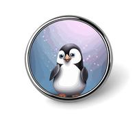Broche ronde en métal avec inscription « I Love Penguins » - Cadeau unique - Pour chapeau, chemise, vêtements, sacs