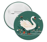 Broche ronde en métal avec motif cygne et fleur ancienne, pour sac à dos, pour chemises, vestes, châle, manteau, unisexe, 12PCS, Fer blanc, épingles rondes en métal