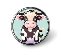 Broche ronde en métal avec motif vache noire mignonne - Pour vêtements, sacs, chapeaux, décorations de fête - Accessoires pour homme et femme
