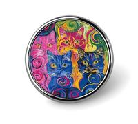 Broche ronde en métal avec motifs imprimés de différentes couleurs - pour sacs à dos ou revers, épingle de Saint-Valentin, 2,5 x 2,5 cm, aluminium, alliage d'aluminium