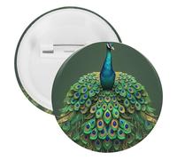 Broche ronde en métal avec paon avec pompons, légère pour sac à dos, boutons tendance pour chemises, vestes, châle, manteau, unisexe, 12PCS, Fer blanc, épingles rondes en métal