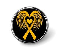 Broche ronde en métal avec ruban jaune ailé pour la sensibilisation au cancer, épingle à cravate, badge, bouton commémoratif, pour chapeau, chemise, vêtements, sacs, décoration