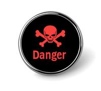 Broche ronde en métal avec tête de mort et danger, jolie décoration pour homme et femme