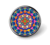 Broche ronde en métal coloré mandala léger pour chapeaux, chemises, vêtements, sacs
