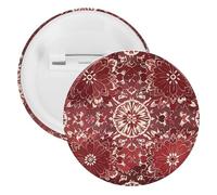 Broche ronde en métal de style bohème avec fleurs rouges profondes, légère pour sac à dos, boutons tendance pour chemises, vestes, châle, manteau, unisexe, 12PCS, Fer blanc, épingles rondes en métal