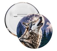 Broche ronde en métal en forme de loup, légère pour sac à dos, épingles à boutons tendance pour chemises, vestes, châle, manteau, unisexe, 5PCS, Fer blanc, épingles rondes en métal