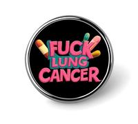 Broche ronde en métal « Fuck Lung Cancer » pour cravate, chapeau, chemise, vêtements, sacs, décoration