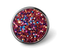 Broche ronde en métal imprimé à paillettes tendance - pour sacs à dos ou revers, épingle de Saint-Valentin, 2,5 x 2,5 cm, aluminium, alliage d'aluminium