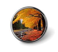 Broche ronde en métal imprimé aux couleurs d'automne tendance - pour sacs à dos ou revers, épingle de Saint-Valentin, 2,5 x 2,5 cm, aluminium, alliage d'aluminium
