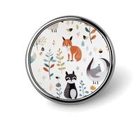 Broche ronde en métal imprimé avec image d'animal tendance - pour sacs à dos ou revers, épingle de Saint-Valentin, 2,5 x 2,5 cm, aluminium, alliage d'aluminium
