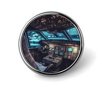 Broche ronde en métal imprimé avion tendance - pour sacs à dos ou revers, épingle de Saint-Valentin, 2,5 x 2,5 cm, aluminium, alliage d'aluminium