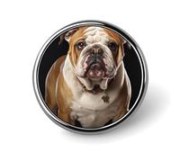 Broche ronde en métal imprimé bouledogue anglais tendance - pour sacs à dos ou revers, broche de Saint-Valentin, 2,5 x 2,5 cm, aluminium, alliage d'aluminium