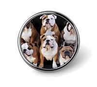 Broche ronde en métal imprimé bouledogue anglais tendance - pour sacs à dos ou revers, broche de Saint-Valentin, 2,5 x 2,5 cm, aluminium, alliage d'aluminium