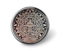 Broche ronde en métal imprimé calendrier maya End of The World - Pour sacs à dos ou revers - Épingle de Saint-Valentin - 2,5 x 2,5 cm - Aluminium et alliage d'aluminium