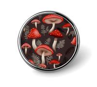 Broche ronde en métal imprimé champignons rouges tendance - pour sacs à dos ou revers, broche de Saint-Valentin, 2,5 x 2,5 cm, aluminium, alliage d'aluminium