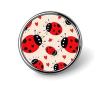 Broche ronde en métal imprimé coccinelle tendance - pour sacs à dos ou revers, épingle de Saint-Valentin, 2,5 x 2,5 cm, aluminium, alliage d'aluminium