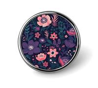 Broche ronde en métal imprimé de jardin coloré tendance - pour sacs à dos ou revers, broche de Saint-Valentin, 2,5 x 2,5 cm, aluminium, alliage d'aluminium