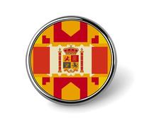 Broche ronde en métal imprimé drapeau espagnol tendance - pour sac à dos ou revers, épingle de Saint-Valentin