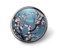 Broche ronde en métal imprimé fleur de cerisier tendance - pour sacs à dos ou revers, broche de Saint-Valentin, 2,5 x 2,5 cm, aluminium, alliage d'aluminium