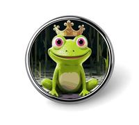 Broche ronde en métal imprimé grenouille tendance - pour sacs à dos ou revers, broche de Saint-Valentin, 2,5 x 2,5 cm, aluminium, alliage d'aluminium