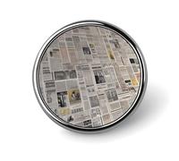 Broche ronde en métal imprimé journal tendance - pour sacs à dos ou revers, épingle de Saint-Valentin, 2,5 x 2,5 cm, aluminium, alliage d'aluminium