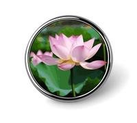 Broche ronde en métal imprimé lotus tendance - pour sacs à dos ou revers, épingle de Saint-Valentin, 2,5 x 2,5 cm, aluminium, alliage d'aluminium
