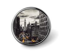 Broche ronde en métal imprimé Love from New York - Pour sac à dos ou revers - Épingle de Saint-Valentin - 2,5 x 2,5 cm - Alliage d'aluminium