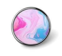 Broche ronde en métal imprimé marbre bleu pastel violet tendance - pour sacs à dos ou revers, broche de Saint-Valentin, 2,5 x 2,5 cm, aluminium, alliage d'aluminium