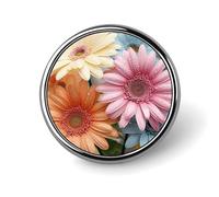 Broche ronde en métal imprimé marguerite colorée tendance - pour sacs à dos ou revers, broche de Saint-Valentin, 2,5 x 2,5 cm, aluminium, alliage d'aluminium