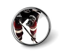 Broche ronde en métal imprimé motif hockey sur glace tendance - pour sacs à dos ou revers, broche de Saint-Valentin, 2,5 x 2,5 cm, aluminium, alliage d'aluminium