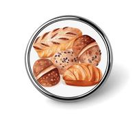 Broche ronde en métal imprimé pain peint à la mode - pour sacs à dos ou revers, épingle de Saint-Valentin, 2,5 x 2,5 cm, aluminium, alliage d'aluminium