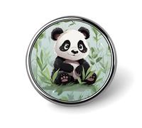 Broche ronde en métal imprimé panda tendance - pour sacs à dos ou revers, épingle de Saint-Valentin, 2,5 x 2,5 cm, aluminium, alliage d'aluminium