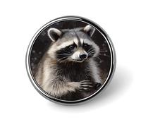 Broche ronde en métal imprimé raton laveur tendance - pour sacs à dos ou revers, épingle de Saint-Valentin, 2,5 x 2,5 cm, aluminium, alliage d'aluminium