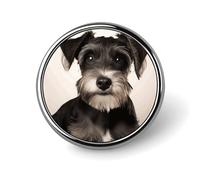 Broche ronde en métal imprimé schnauzer mignon tendance - pour sacs à dos ou revers, broche de Saint-Valentin, 2,5 x 2,5 cm, aluminium, alliage d'aluminium