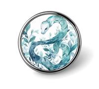 Broche ronde en métal imprimé serpent feuille tendance - pour sacs à dos ou revers, broche de Saint-Valentin, 2,5 x 2,5 cm, aluminium, alliage d'aluminium
