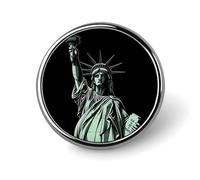 Broche ronde en métal imprimé statue de la Liberté à la mode - pour sacs à dos ou revers, broche de Saint-Valentin, 2,5 x 2,5 cm, aluminium, alliage d'aluminium